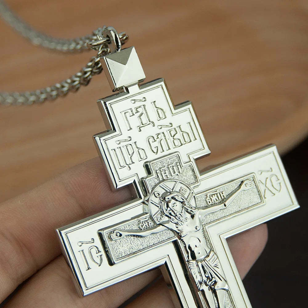 Stunning Religious Ritual Supplies: Orthodox Jesus Cross Pendant Necklace for Church Pastors