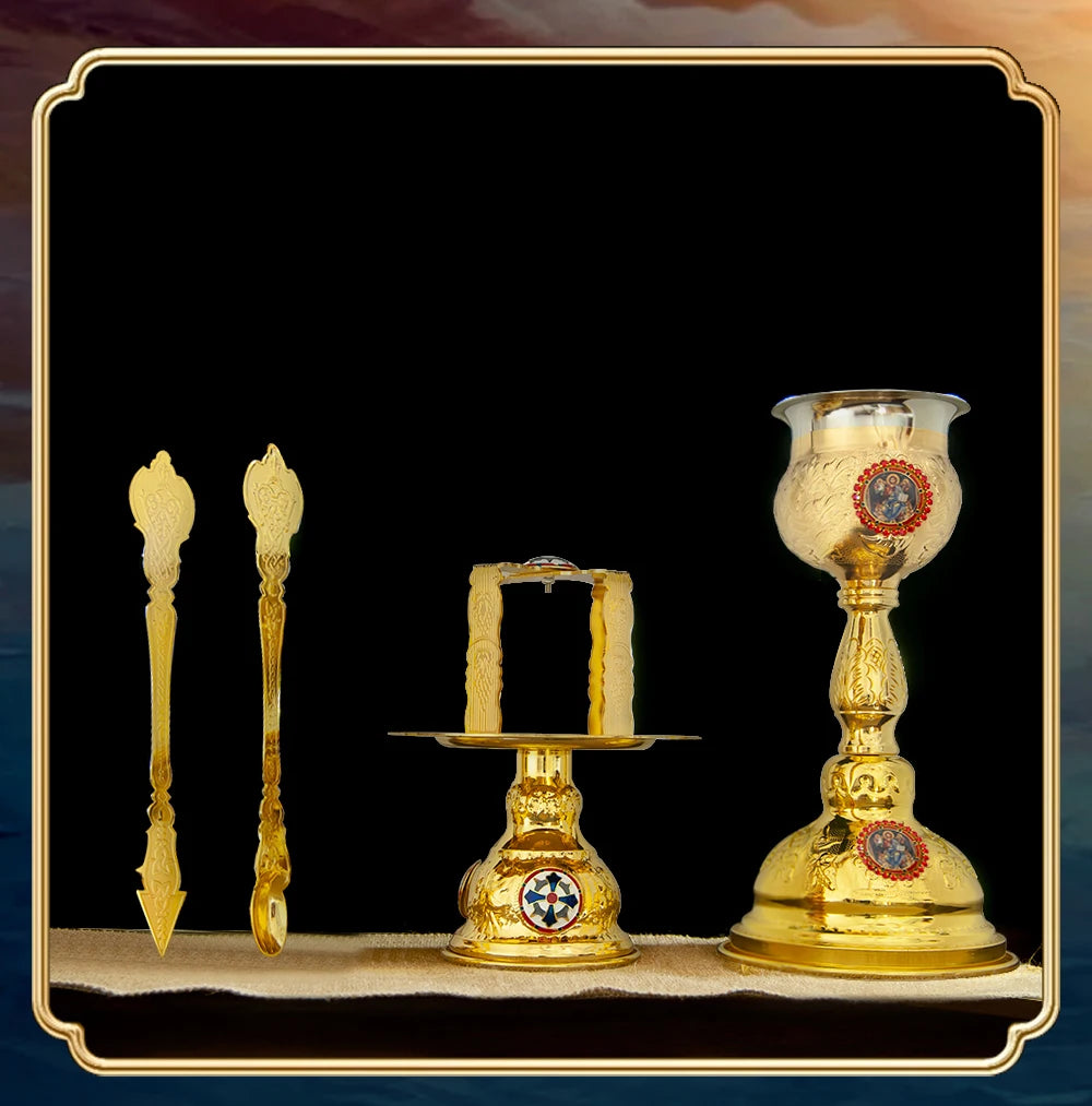 HTISO Orthodox Worship Mass Ceremony Holy Grail Holy Blood Cup Eucharist Plate Church Ceremony Supplies Home Ornaments