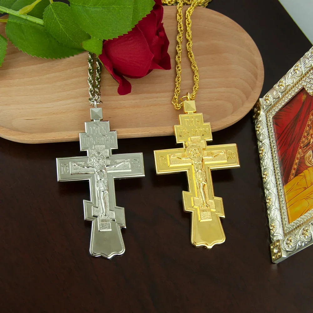 Stunning Religious Ritual Supplies: Orthodox Jesus Cross Pendant Necklace for Church Pastors