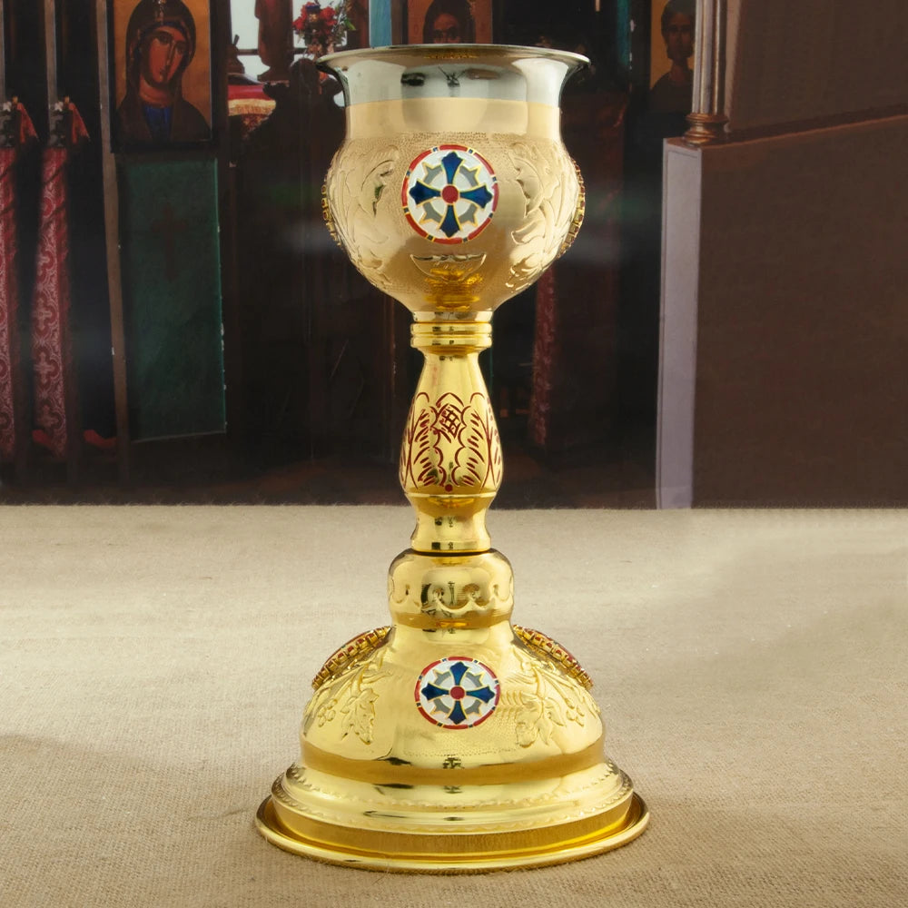 HTISO Orthodox Worship Mass Ceremony Holy Grail Holy Blood Cup Eucharist Plate Church Ceremony Supplies Home Ornaments