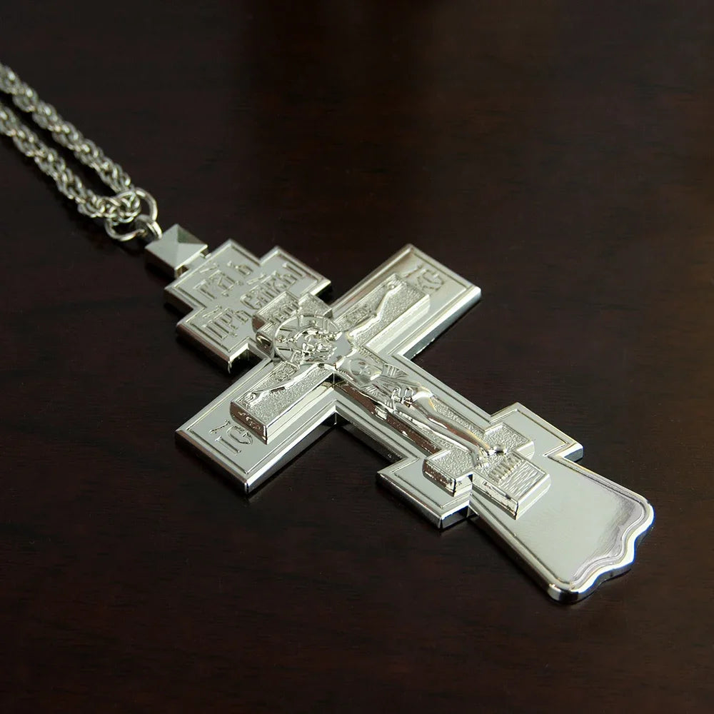 Stunning Religious Ritual Supplies: Orthodox Jesus Cross Pendant Necklace for Church Pastors