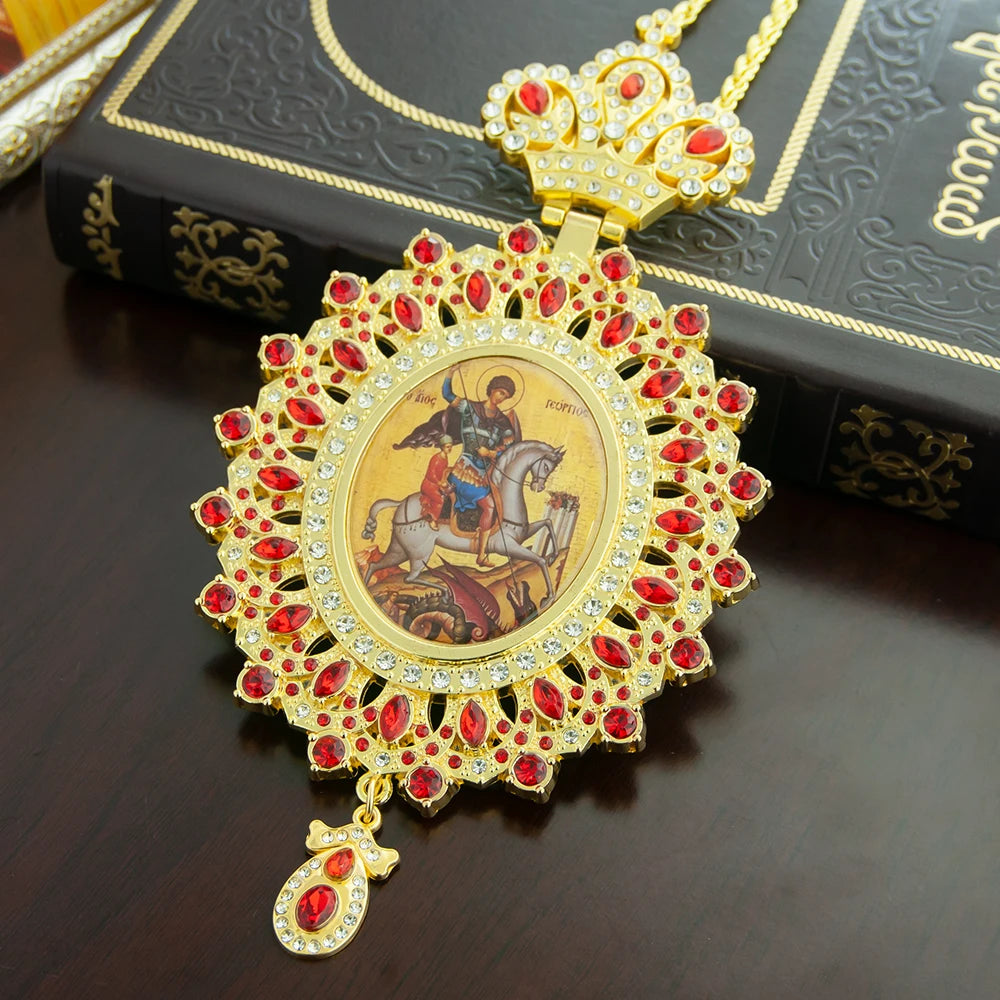 Orthodox Church Memorial Pendant Father's Chest Pendant Religious Ritual Necklace George Statue Pendant Prayer Pendant