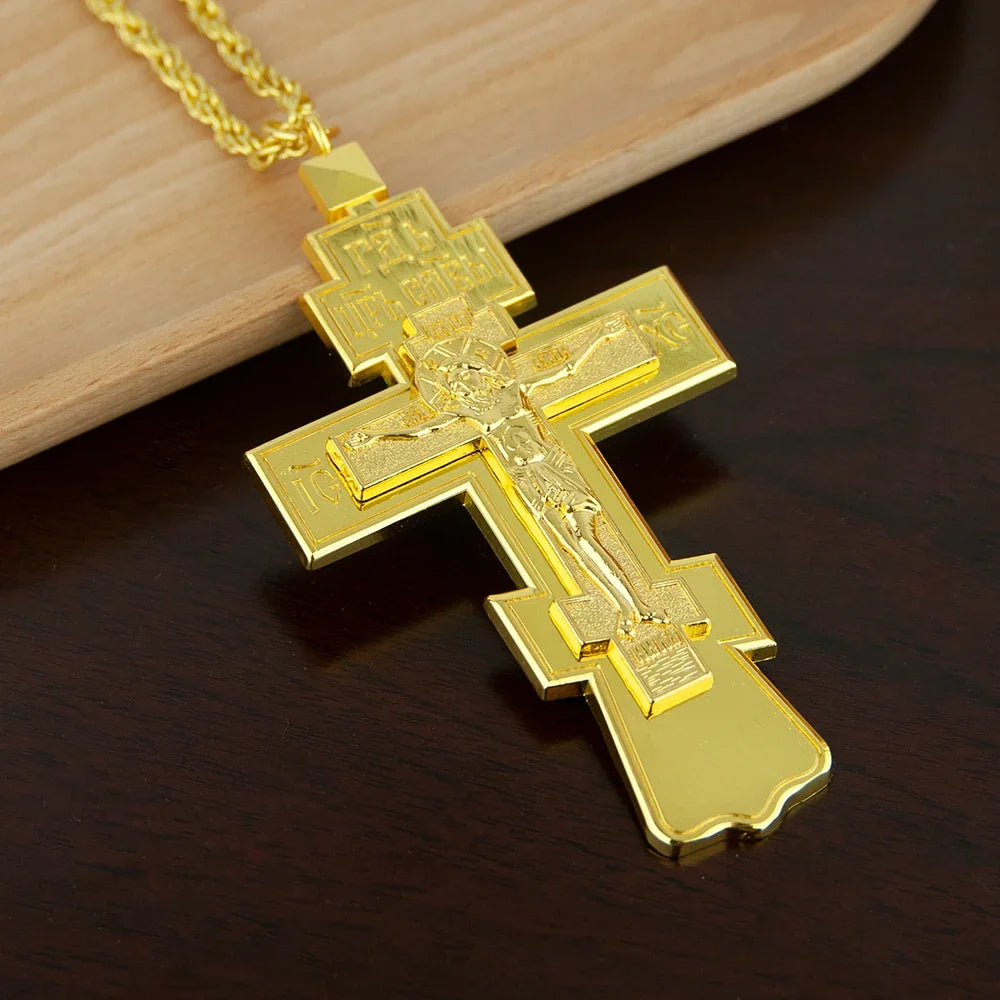 Stunning Religious Ritual Supplies: Orthodox Jesus Cross Pendant Necklace for Church Pastors