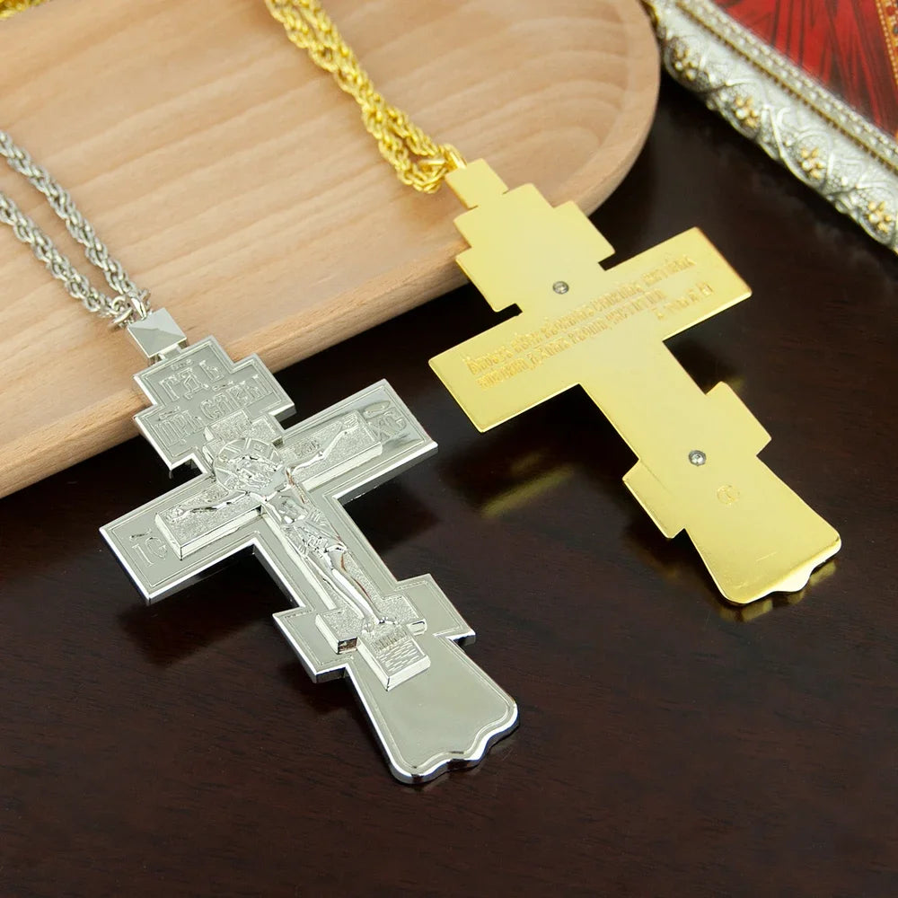 Stunning Religious Ritual Supplies: Orthodox Jesus Cross Pendant Necklace for Church Pastors