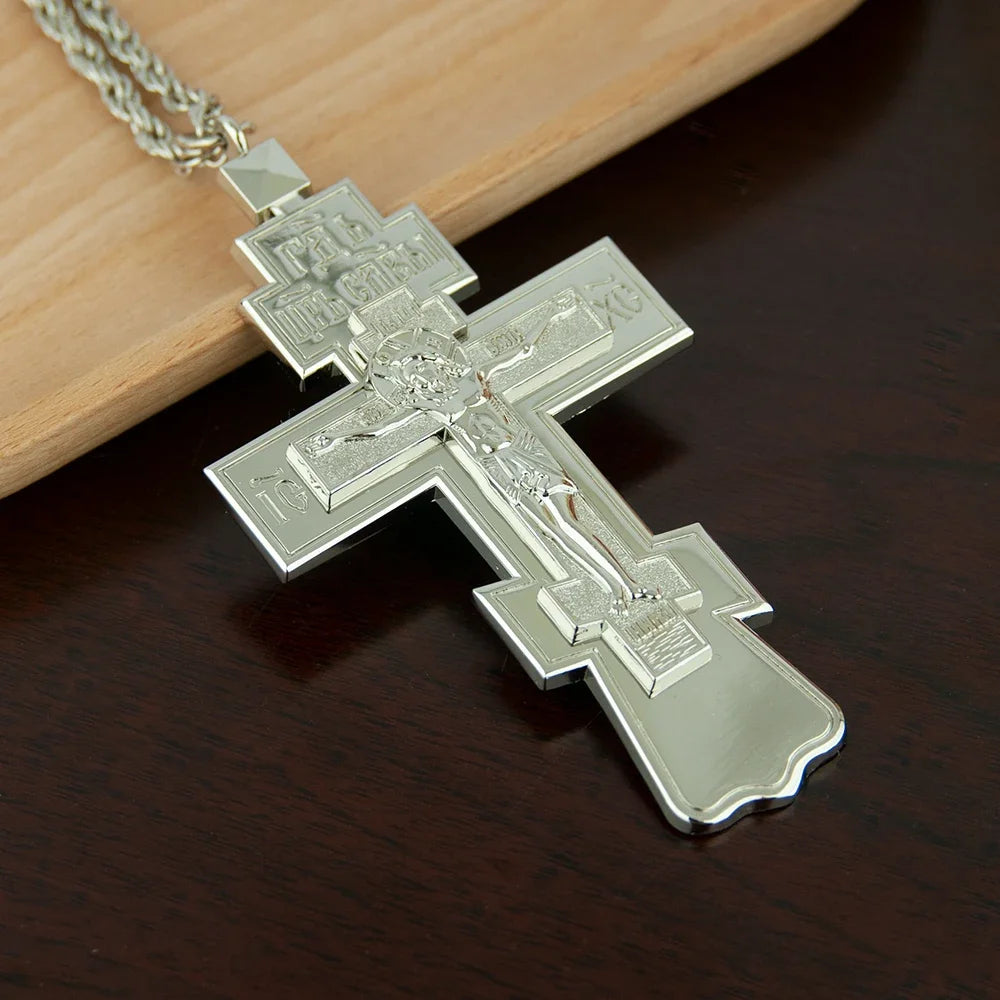 Stunning Religious Ritual Supplies: Orthodox Jesus Cross Pendant Necklace for Church Pastors