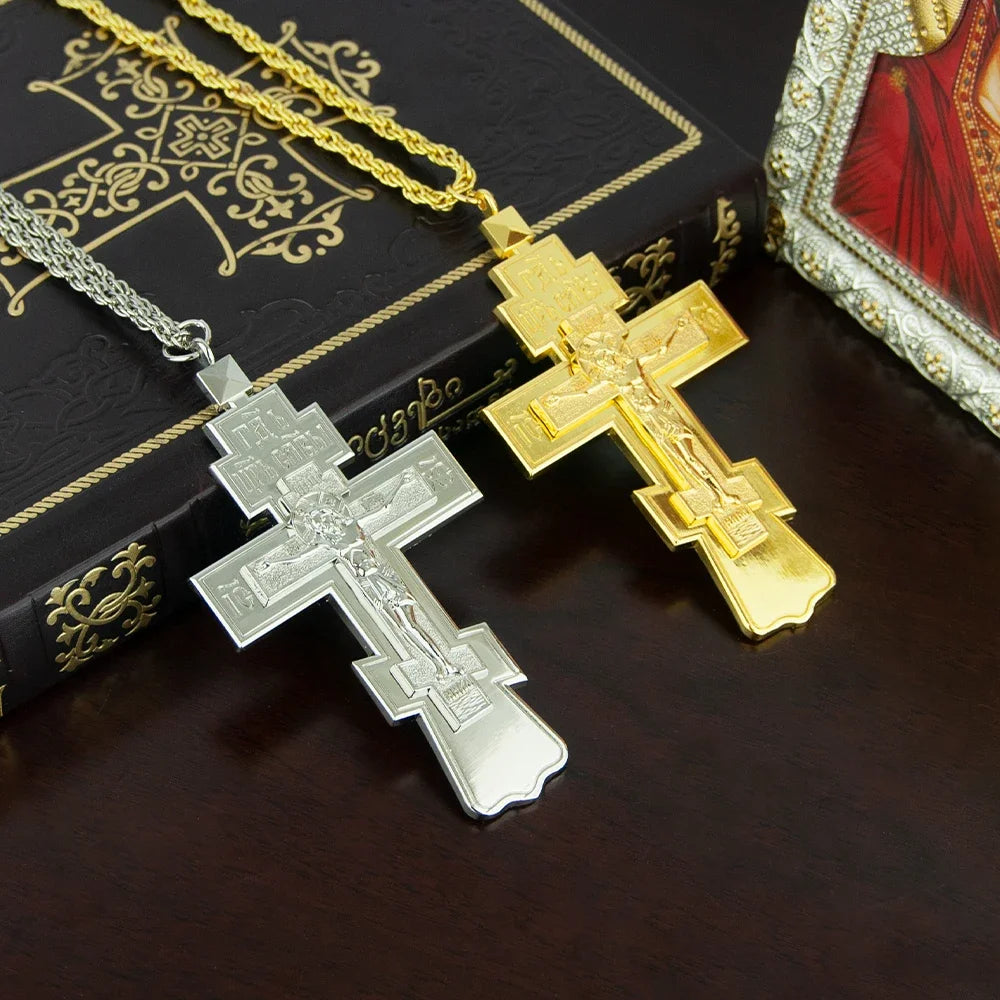 Stunning Religious Ritual Supplies: Orthodox Jesus Cross Pendant Necklace for Church Pastors