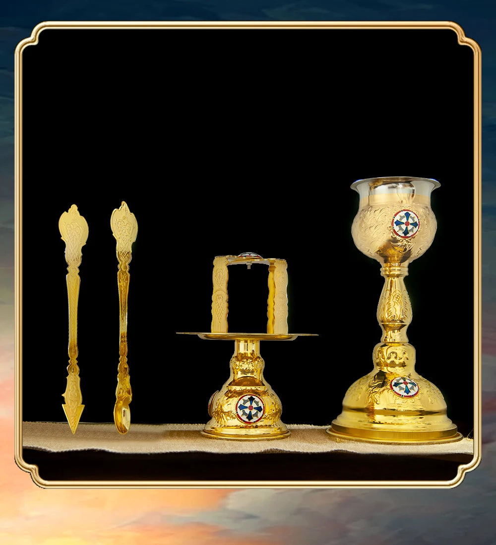 HTISO Orthodox Worship Mass Ceremony Holy Grail Holy Blood Cup Eucharist Plate Church Ceremony Supplies Home Ornaments